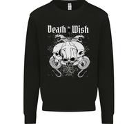 Death Wish Teschi Serpenti Biker Gotico Demone Uomo Felpa