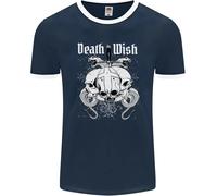 Death Wish Teschi Serpenti Biker Gotico Demone Uomo Ringer T-Shirt FotL