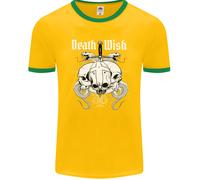 Death Wish Teschi Serpenti Biker Gotico Demone Uomo Ringer T-Shirt FotL