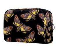 Death's-Head - Trousse per cosmetici, da donna, con motivo falena della morte, per articoli da toeletta da viaggio, grande, pratica borsa organizer con cerniera, Multi, 18.5x7.5x13cm/7.3x3x5.1in,