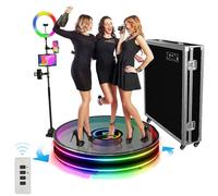 DEaThsalL Cabina Fotografica A 360 ° in Vetro A Specchio, Rotazione Automatica al Rallentatore, con Luce Anulare, Oscuramento Multicolore, per Trasmissione E Riprese in Diretta,115CM