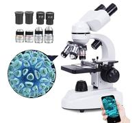 DEaThsalL Microscopio Binoculare Ultra-HD 30000X-70000X, Set di Accessori da Laboratorio / 4 Obiettivi + 4 Oculari, Osservazione Comoda A 45°, Collegabile Ai Telefoni Cellulari,30000X