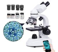 DEaThsalL Microscopio Binoculare Ultra-HD 30000X-70000X, Set di Accessori da Laboratorio / 4 Obiettivi + 4 Oculari, Osservazione Comoda A 45°, Collegabile Ai Telefoni Cellulari,50000X