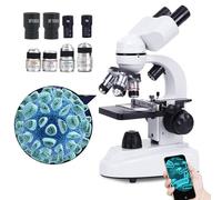 DEaThsalL Microscopio Binoculare Ultra-HD 30000X-70000X, Set di Accessori da Laboratorio / 4 Obiettivi + 4 Oculari, Osservazione Comoda A 45°, Collegabile Ai Telefoni Cellulari,70000X