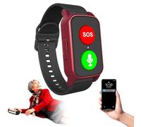 DEaThsalL Smartwatch Orologio Anticaduta per Anziani Orologio Anticaduta Rilevamento Cadute Localizzazione GPS 4G wifi chiamate Notifica Di Caduta per Smartphone Red