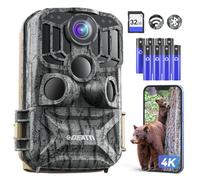 DEATTI Fototrappola WIFI 4K 48MP con Scheda SD 32GB e 8 batterie AA Fotocamera Velocità di Trigger 0,1S, Fototrappole Caccia Visione Notturna Impermeabile IP66