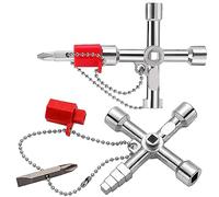 Deautie 2 Pezzo Chiave Quadrata Contatore, 4-Modi Multifunzionale Chiave, Utilità Multifunzionale Lega di Zinco Chiave Contatore per Elettrico Acqua Gas Metro Scatola Armadio Cabinet, Argento