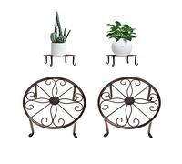 Deautie Supporto Rotondo in Metallo per Fiori, 2Pcs Supporto Rotondo per Piante in Vaso in Metallo, Supporto vasi Balcone in Ferro Antirugine, Rotondo Porta vas in Fiori, per Casa, Balcone, Giardino