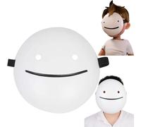 DEAUVIOR Maschera da sogno unisex per Halloween, con sorriso bianco, maschera integrale per cosplay, accessori per feste (22,9 cm)