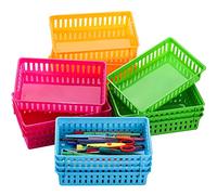 DEAYOU Confezione da 16 cestini portaoggetti in plastica, piccoli contenitori colorati per matite, carta, scrivania, mensola, casa, scuola, ufficio, 25,9 x 16,5 x 6,1 cm (L x l x A)