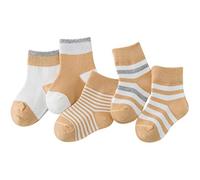 DEBAIJIA Calzini per bambini 5 in 1 Set Calzini per ragazzi in maglia per bimbe, ragazze in cotone, elastico colorato, gialle - L