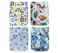 DEBAIJIA Coprispalle per Pannolini di Stoffa Casual Riutilizzabile Impermeabile Traspirante Regolabile Lavabile Bambino Pannolini Giornalieri Adatto per 0-36 Mesi Neonato Senza Inserto 4 / PCS