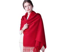 DEBAIJIA Sciarpa accogliente Super Soft Smooth Pashmina protezione fredda Stola Scialle in lana cachemire per donna, extra large 200x70cm stile elegante tassel wrap per tutte le stagioni rosso