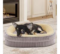 DEBANG HOME Letto ortopedico per cani per cuccioli, razze extra piccole, letto ovale per gatti, in schiuma ad alta densità, divano letto per cani con cuscino a quattro lati, fodera rimovibile lavabile