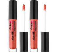deBBY, kissME LIPGLOSS VOLUME EFFECT, Gloss Labbra con Acido Ialuronico Idratante, Effetto Volumizzante Naturale, Finish Extra Luminoso senza Appiccicare, Colore 08 Salmon Rose (Confezione da 2)