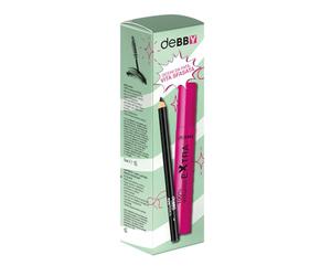 deBBY, Set Mascara Extra Volume 100% Nero e Matita Occhi Eyepencil Nera, Sguardo Intenso, Lunga Tenuta Senza Sbavature