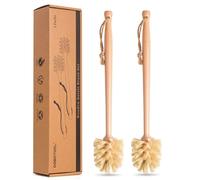 DEBETOOL Spazzola per bottiglie in legno naturale con setole in sisal, manico lungo, per barattoli a bocca larga, bottiglie d'acqua, tazze, bicchieri, biberon (antigraffio)