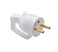 Debflex 713140 - Spina maschio 2P+T 16A, diametro 4,8 mm, uscita dritta, da parrucchiere, con anello di trazione, colore: Bianco