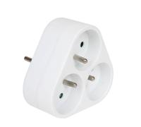 Debflex 714760 - Presa tripla triangolare a 2 poli + terra da 10/16 A, colore: bianco