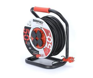 DEBFLEX - Avvolgitore HO7RN-F 3G1,5-4 prese impermeabili - IP44-25M - Nero e Rosso