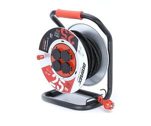 DEBFLEX - Avvolgitore HO7RN-F 3G1,5-4 prese impermeabili - IP44-25M - Nero e Rosso