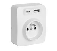 DEBFLEX BLOK PRISE 2P+T AVEC CHARGEUR USB C SAILLIE BLANC 1 Palo