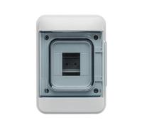 DEBFLEX - Cofanetto elettrico impermeabile + morsettiera a vite - Tabella elettrica 4 moduli - IP65/IK07 - Ideale per esterno/piscina/giardino - Posa sporgente - Grigio