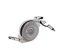 DEBFLEX Punta, 3 in 1, Multi Caricatore, avvolgitore Cavo USB Universale, Lunghezza 2 m, 3 connettori Diversi, Bianco, 30