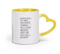 DEBINGY ceramica Bicchieri in ceramica per la casa Citazioni ispiratrici Frasi chiave Successo （11oz/320ml） Cappuccino, latte macchiato, tè, espresso Giallo