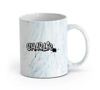 DEBINGY ceramica Bicchieri in ceramica per la casa Gioco di graffiti per bambini di strada （11oz/320ml） Cappuccino, latte macchiato, tè, espresso Blu marmo