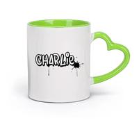 DEBINGY ceramica Bicchieri in ceramica per la casa Gioco di graffiti per bambini di strada （11oz/320ml） Cappuccino, latte macchiato, tè, espresso Verde