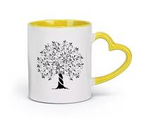 DEBINGY ceramica Bicchieri in ceramica per la casa L'essenza dell'albero della vita （11oz/320ml） per caffè, zuppa, tè, latte, latte macchiato, cioccolata calda, donna, uomo Giallo