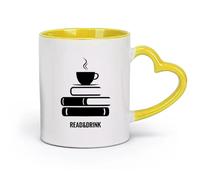 DEBINGY ceramica Bicchieri in ceramica per la casa Libri Citazioni Libri Libreria Biblioteca Caffè （11oz/320ml） per caffè, avena, tè, facile da pulire Giallo