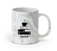 DEBINGY ceramica Bicchieri in ceramica per la casa Libri Citazioni Libri Libreria Biblioteca Caffè （11oz/320ml） per caffè, avena, tè, facile da pulire Nero marmo
