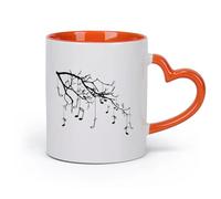 DEBINGY ceramica Bicchieri in ceramica per la casa Note di ramo Danza Buon suono （11oz/320ml） Ufficio, casa, bar, lavabile in lavastoviglie e adatto al microonde Arancione