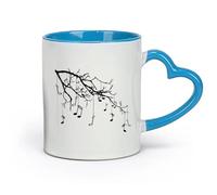 DEBINGY ceramica Bicchieri in ceramica per la casa Note di ramo Danza Buon suono （11oz/320ml） Ufficio, casa, bar, lavabile in lavastoviglie e adatto al microonde Blu