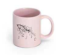 DEBINGY ceramica Bicchieri in ceramica per la casa Note di ramo Danza Buon suono （11oz/320ml） Ufficio, casa, bar, lavabile in lavastoviglie e adatto al microonde Rosa