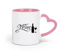 DEBINGY ceramica Bicchieri in ceramica per la casa Scritte su bottiglie di vino, bar, caffè （11oz/320ml） Lavabile in lavastoviglie e adatto al microonde Rosa