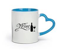 DEBINGY ceramica Bicchieri in ceramica per la casa Scritte su bottiglie di vino, bar, caffè （11oz/320ml） Lavabile in lavastoviglie e adatto al microonde Blu