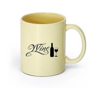 DEBINGY ceramica Bicchieri in ceramica per la casa Scritte su bottiglie di vino, bar, caffè （11oz/320ml） Lavabile in lavastoviglie e adatto al microonde Beige