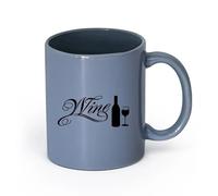 DEBINGY ceramica Bicchieri in ceramica per la casa Scritte su bottiglie di vino, bar, caffè （11oz/320ml） Lavabile in lavastoviglie e adatto al microonde Blu grigio