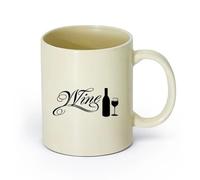 DEBINGY ceramica Bicchieri in ceramica per la casa Scritte su bottiglie di vino, bar, caffè （11oz/320ml） Lavabile in lavastoviglie e adatto al microonde Giallo chiaro