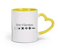 DEBINGY ceramica Bicchieri in ceramica per la casa Simboli matematici e ordine delle operazioni （11oz/320ml） Lavabile in lavastoviglie e adatto al microonde Giallo