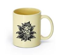 DEBINGY ceramica Bicchieri in ceramica per la casa una fata con un fiore tra i capelli （11oz/320ml） Elegante e resistente - Adatto al microonde e alla lavastoviglie Beige