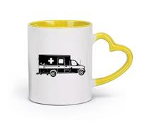 DEBINGY ceramica Caffè e bevande calde Ambulanza Veicolo di servizio pubblico Logo dell'ambulanza Auto （11oz/320ml） per tè, cioccolata calda Giallo