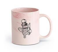 DEBINGY ceramica Caffè e bevande calde Barbiere Forbici Rasoio Taglio di capelli Salone di parrucchiere （11oz/320ml） per latte, tè, cola, acqua Rosa marmo