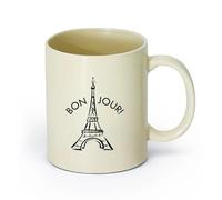 DEBINGY ceramica Caffè e bevande calde Bonjour parola Ciao in francese Bonjour lettere francesi （11oz/320ml） Perfetto per cucine, ristoranti e bar, ottima idea regalo Giallo chiaro