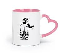 DEBINGY ceramica Caffè e bevande calde Castello di unicorno da favola per la cameretta dei bambini （11oz/320ml） Uso in bar o ristorante Rosa