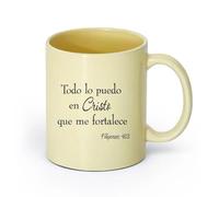 DEBINGY ceramica Caffè e bevande calde Citazioni spagnole Posso fare ogni cosa in Cristo che mi dà forza （11oz/320ml） e bevande calde, espresso Beige
