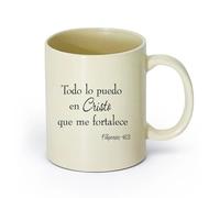 DEBINGY ceramica Caffè e bevande calde Citazioni spagnole Posso fare ogni cosa in Cristo che mi dà forza （11oz/320ml） e bevande calde, espresso Giallo chiaro